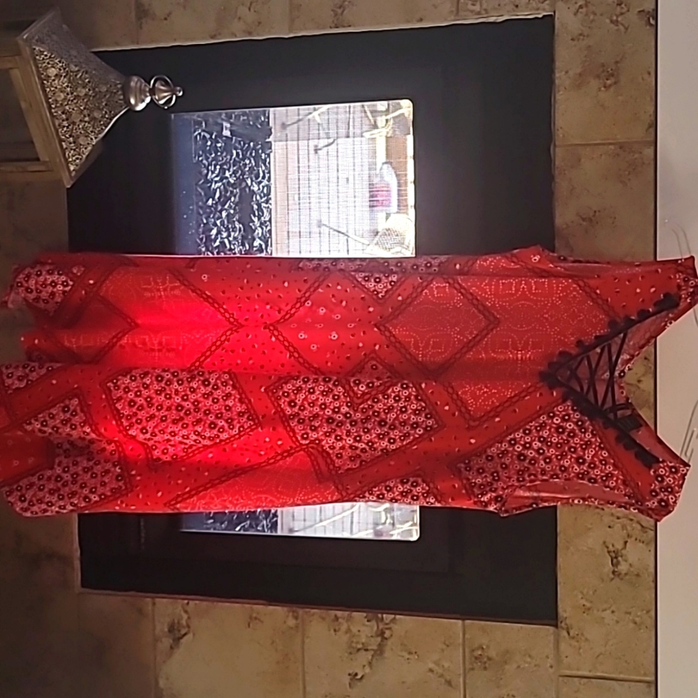 Red handkerchief sleeveless dress